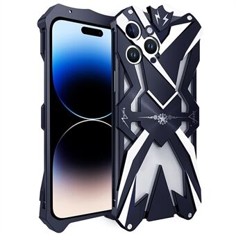 For iPhone 14 Pro Heavy Duty Armor Metal Phone Case Impact Resistant Protective Cover - Black