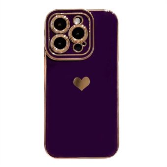 For iPhone 14 Pro Phone Cover Electroplating Side Love Heart Soft TPU Phone Case