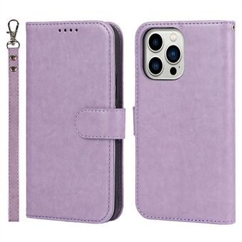 For iPhone 14 Pro Phone Leather Case R61 Texture Felled Seam Phone Cover with Stand Wallet