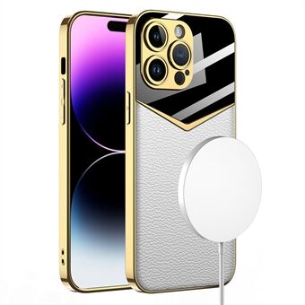 GKK Slim Phone Case for iPhone 14 Pro Electroplating Case TPU+PC+PU Leather Phone Cover