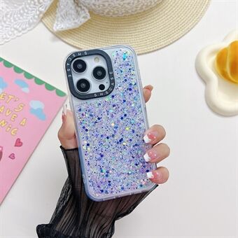 Luminous Case for iPhone 14 Pro Camera Protection Frame Epoxy Glitter Sparkle PC+TPU Phone Cover