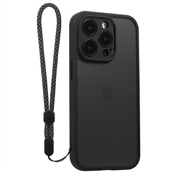 VILI M Series For iPhone 14 Pro Slim Shell Anti-Scratch Clear PC+TPU Phone Case with Wrist Strap - Black