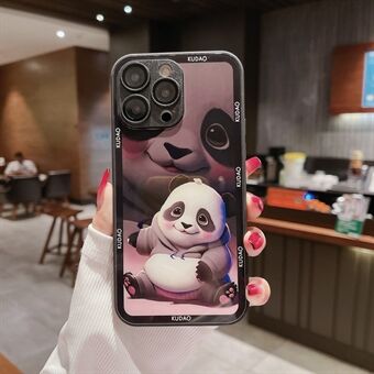 For iPhone 14 Pro Panda Pattern Tempered Glass+TPU Case Anti-drop Phone Cover with Lens Protector