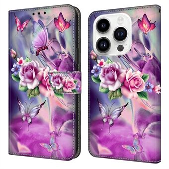 For iPhone 14 Pro PU Leather Wallet Case 3D Pattern Printed Magnetic Closure Stand Phone Cover