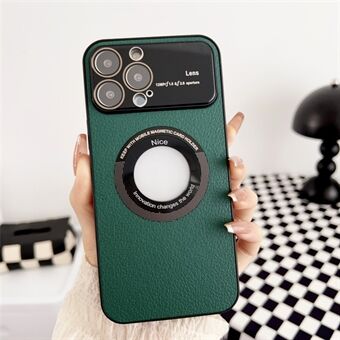 Compatible with MagSafe Phone Case for iPhone 14 Pro Litchi Texture PU Leather Hard PC Phone Cover