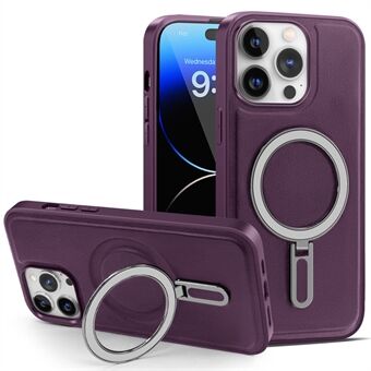 For iPhone 14 Pro Magnetic Kickstand Cover PU Leather Coated PC+TPU Shockproof Phone Case