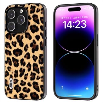 ABEEL For iPhone 14 Pro Shockproof Phone Cover PU Leather Coated TPU + PC Leopard Texture Case