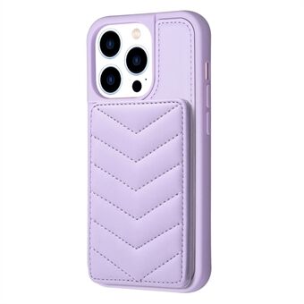 BF26 For iPhone 14 Pro Case Wave Stitching Texture Kickstand Case TPU+PU Leather Phone Cover with Card Holder