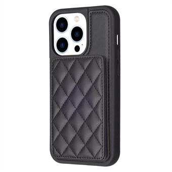 BF25 Leather Coated TPU Cover for iPhone 14 Pro , Card Slots Fall Proof Phone Case with Kickstand