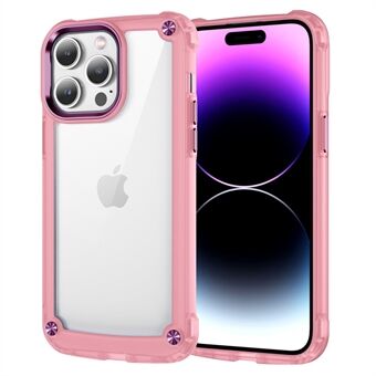 For iPhone 14 Pro Alloy Lens Frame PC+TPU Phone Case Clear Anti-scratch Back Cover