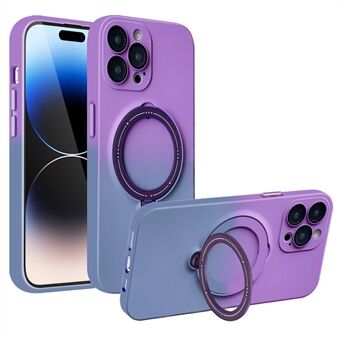 For iPhone 14 Pro Magnetic Gradient Case Rotating Kickstand TPU Phone Cover with Lens Protector