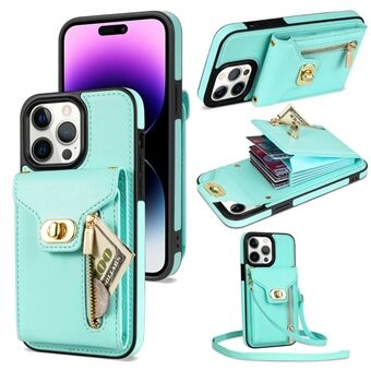 Kickstand Case for iPhone 14 Pro , Zipper Pocket PU Leather + TPU Phone Cover with Card Holder