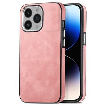 For iPhone 14 Pro Back Shell Electroplating Camera Frame Skin-touch Leather Coated TPU Phone Cover