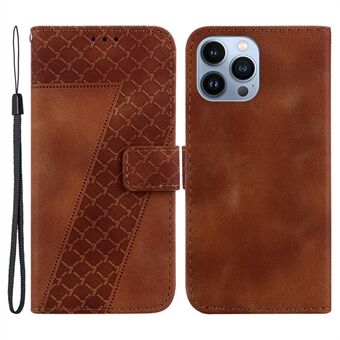 For iPhone 14 Pro Book Style Smartphone Case Stand Imprinted Pattern PU Leather Wallet Cover