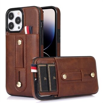 For iPhone 14 Pro Anti-drop Kickstand Phone Case Retro PU Leather+TPU Cover with Card Slots