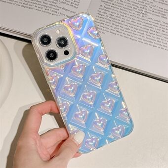 For iPhone 14 Pro Electroplating Colored Rhombus Heart Phone Case Anti-Scratch TPU Cell Phone Cover - Multi