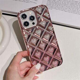 For iPhone 14 Pro Cell Phone Case TPU Shell Electroplating Rhombus Heart Phone Cover