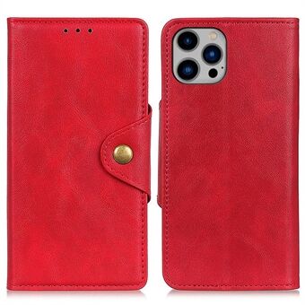 For iPhone 14 Plus 6.7 inch PU Leather Stand Wallet Case Brass Buckle Magnetic Clasp Shockproof Flip Protective Phone Cover