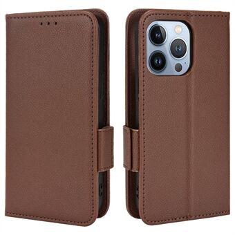 For iPhone 14 Plus 6.7 inch Shockproof Phone Case Full Covering Litchi Texture Flip Cover Stand Wallet Style Leather Shell