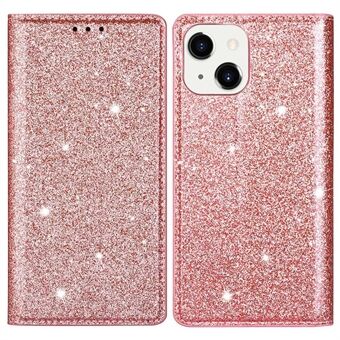 For iPhone 14 Plus 6.7 inch Glitter Sequins Stand Card Holder PU Leather Fall Proof Protective Phone Case Cover