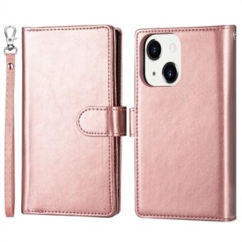 For iPhone 14 Plus 6.7 inch Detachable Leather Cover Stand Wallet Fully Wrapped Phone Case with 9 Card Slots