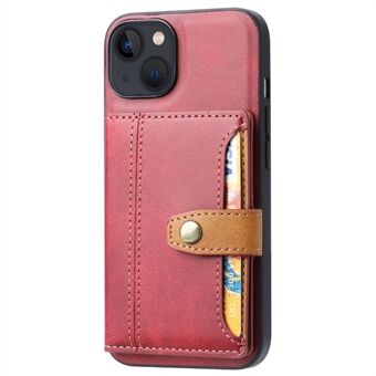 For iPhone 14 Plus 6.7 inch Card Slots Kickstand Design Magnetic Case PU Leather Coated TPU Back Cover