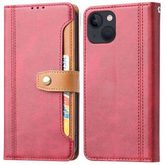 For iPhone 14 Plus 6.7 inch Wear-resistant Anti-drop Business Leather Case Wallet Stand Function Magnetic Phone Cover