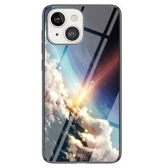 Starry Sky Pattern Design Phone Case for iPhone 14 Plus 6.7 inch, Impact Resistant TPU Bumper Tempered Glass PC Back Cover