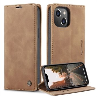 CASEME 013 Series for iPhone 14 Plus 6.7 inch  Shockproof Flip Case Anti-wear PU Leather Wallet Cover Stand Magnetic Auto-absorbed Shell