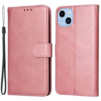 For iPhone 14 Plus Calf Texture PU Leather Magnetic Clasp Phone Stand Wallet Cover Drop-proof Case