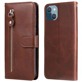 For iPhone 14 Plus Anti-fall Phone Case Outer Zipper Pocket PU Leather Stand Wallet Cover