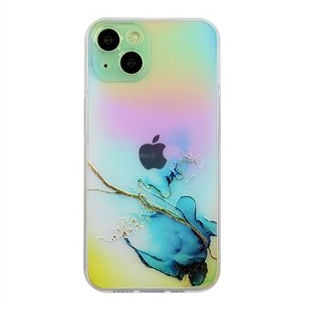 For iPhone 14 Plus Laser Embossing Phone Shell Marble Pattern TPU Light Slim Cell Phone Case