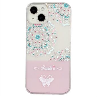 For iPhone 14 Plus Soft TPU Anti-fall Protective Phone Case Embossment Lacquered Butterfly Cover