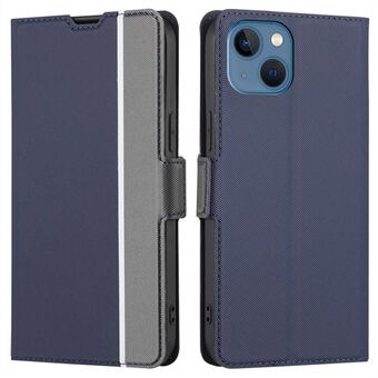 For iPhone 14 Plus Anti-fall PU Leather Twill Texture Folio Book Case with Card Holder Drop Resistant Dual Magnetic Clasp Stand Function Protective Cover