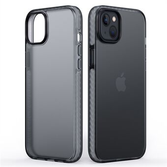 For iPhone 14 Plus Translucent TPU+PC Shell Inner Texture Design Matte Shockproof Phone Case