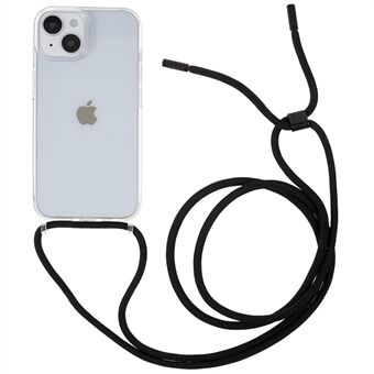 For iPhone 14 Plus TPU+Acrylic Transparent Phone Cover Scratch-resistant Anti-drop Case with Adjustable Lanyard