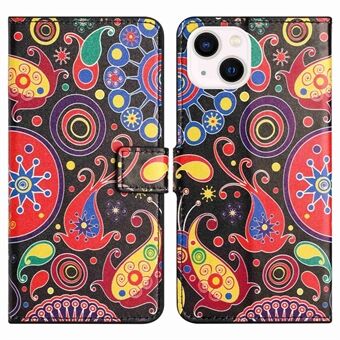 For iPhone 14 Plus Wallet Adjustable Stand Magnetic Clasp PU Leather Case Pattern Printing Phone Cover