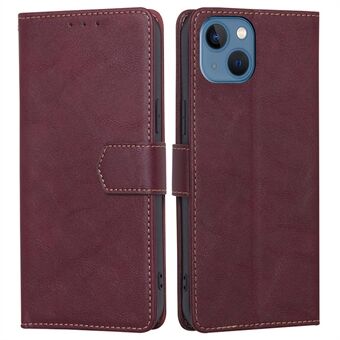 For iPhone 14 Plus Anti-fall Phone Case Cowhide Texture RFID Blocking Magnetic Closure Scratch-resistant PU Leather Wallet Stand Cover