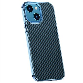 Anti-Drop Case for iPhone 14 Plus PU Leather Coated Protective Cover TPU+PC Carbon Fiber Phone Case