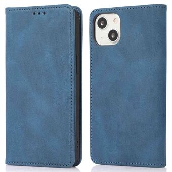 For iPhone 14 Plus Anti-Drop Phone Case Magnetic Closure PU Leather Cover Scratch Resistant Wallet Stand Shell