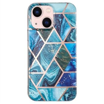 For iPhone 14 Plus Anti-drop TPU Phone Case Electroplating Splicing Marble Pattern Scratch-resistant Phone Back Cover