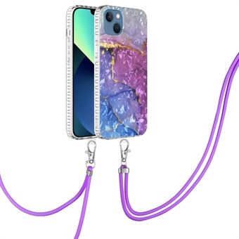 YB IMD Series-15 TPU Phone Case for iPhone 14 Plus, 2.0mm Dual Layer IMD IML Airbag Protection Back Cover with Lanyard -  BK009