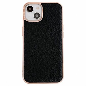 Stars Series For iPhone 14 Plus Nano Electroplating Protective Case Top Layer Cowhide Leather Coated TPU Anti-drop Cover