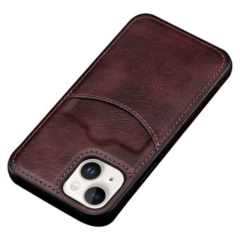 For iPhone 14 Plus Anti-scratch Cell Phone Cover Business Style Card Slot PU Leather+TPU Mobile Phone Case