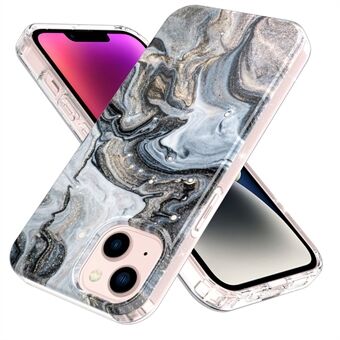 For iPhone 14 Plus GW18 IMD Marble Pattern Phone Case PC+TPU Anti-fall Mobile Phone Back Cover