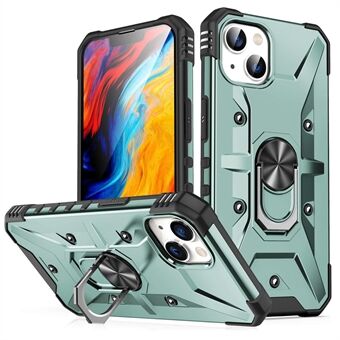 For iPhone 14 Plus Ring Car Mount Kickstand Phone Case Hard PC Soft TPU Hybrid Military-Grade Shockproof Cover