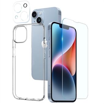 NORTHJO Ultra Clear Phone Case for iPhone 14 Plus Anti-Fall Protective 3 in 1 TPU Case with Tempered Glass Screen Protector / Camera Lens Cover