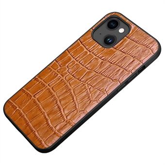 Protective Case for iPhone 14 Plus Rubberized TPU Phone Case Genuine Leather Crocodile Texture Anti-Fall Shockproof Cover