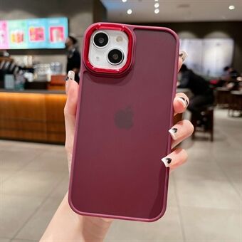 For iPhone 14 Plus Matte Drop-proof Phone Case PC+TPU Hybrid Protective Cover with Electroplating Lens Frame