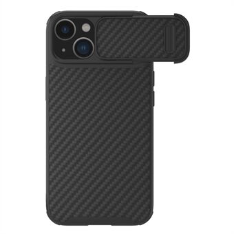 NILLKIN Carbon Fiber Phone Case for iPhone 14 Plus, Slide Camera Protection Hybrid PC + TPU Cover Compatible with MagSafe